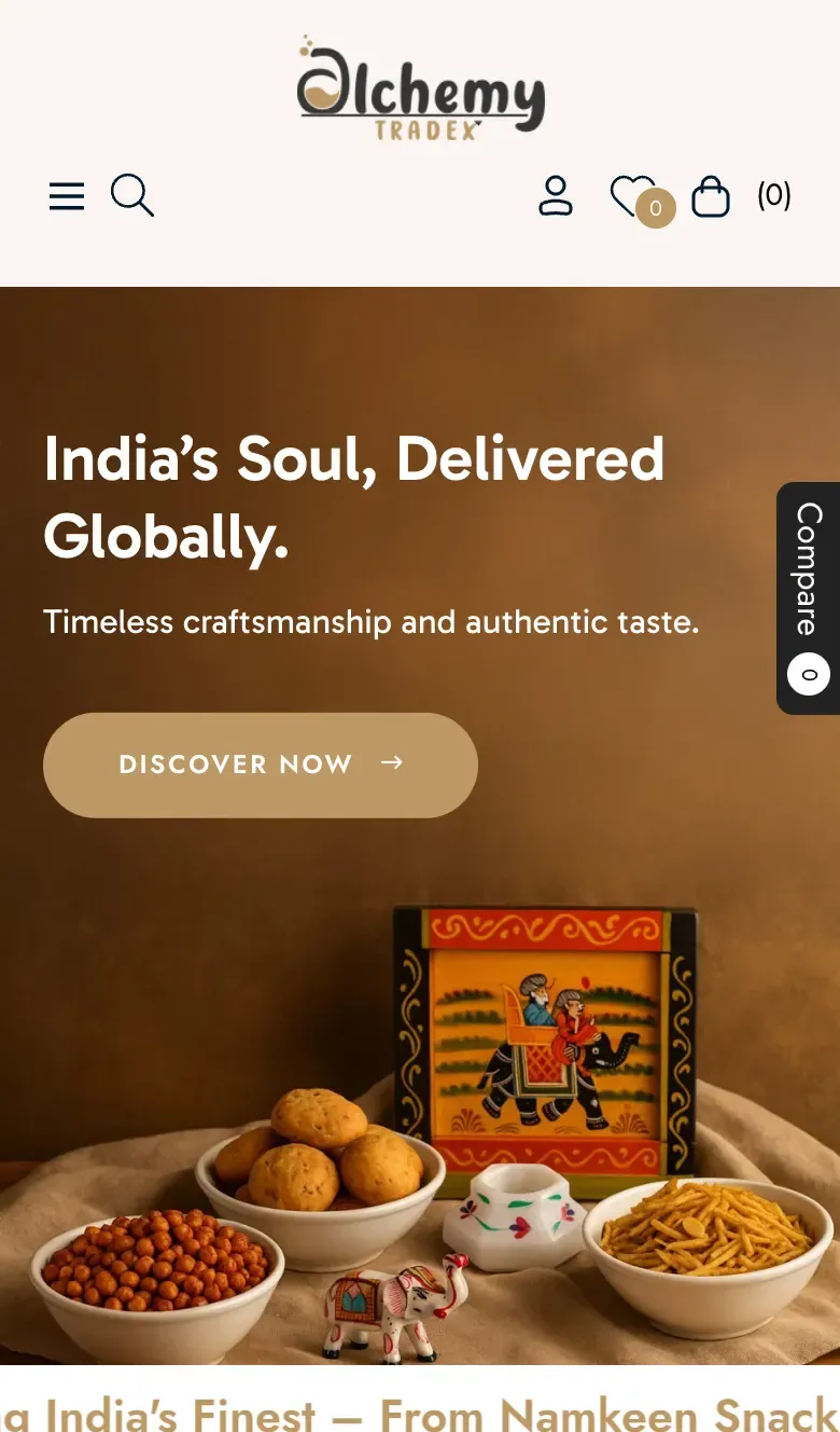 Alchemy Tradex — the storefront on a phone