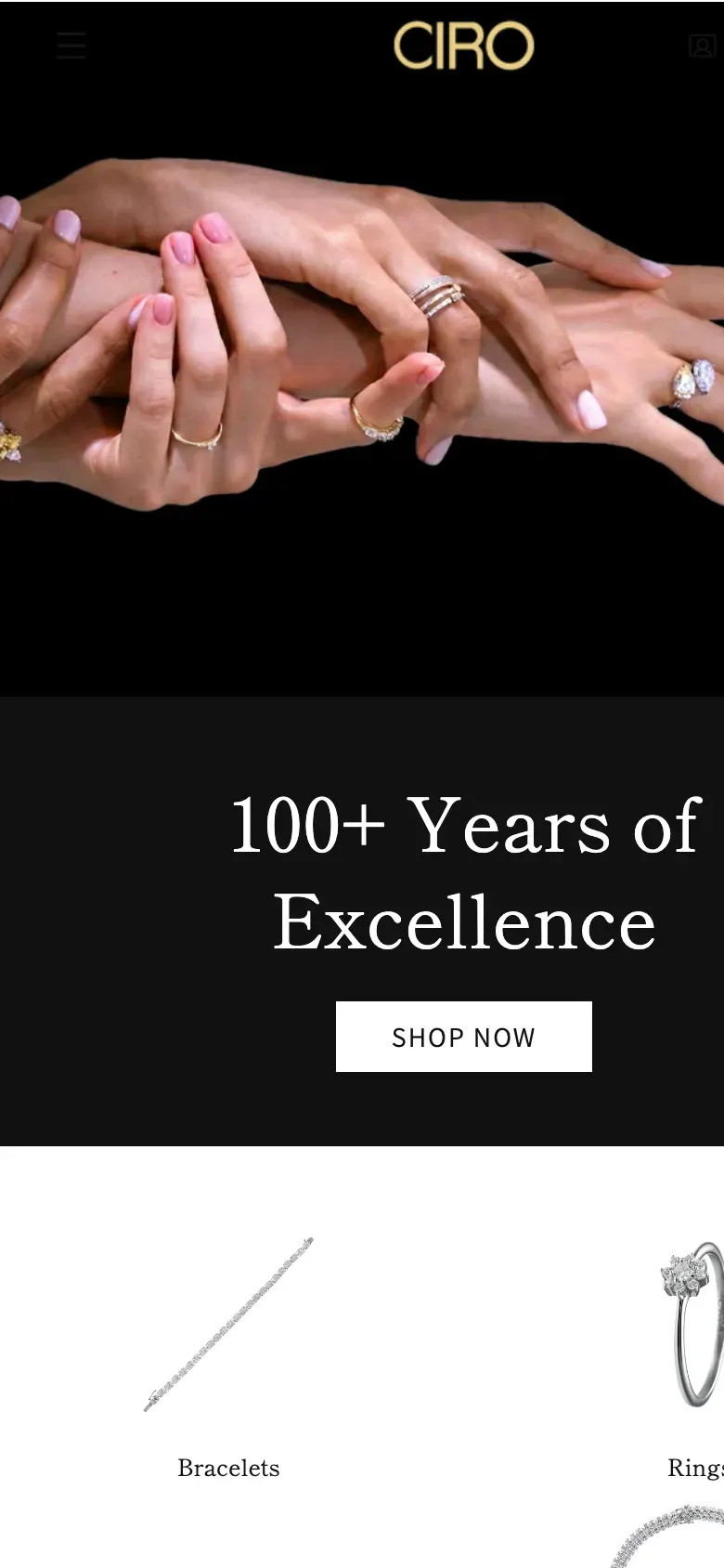 CIRO Jewelry — the storefront on a phone