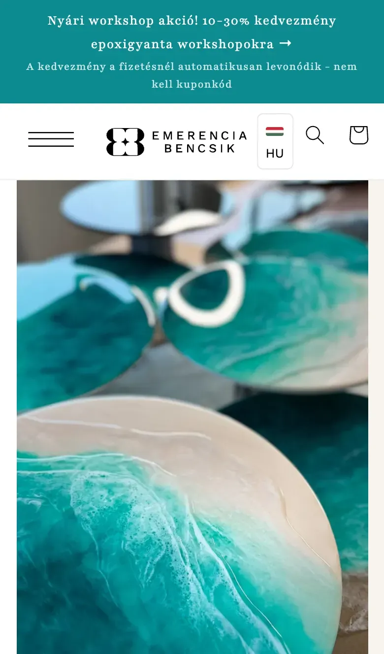 Emerencia Bencsik — the storefront on a phone