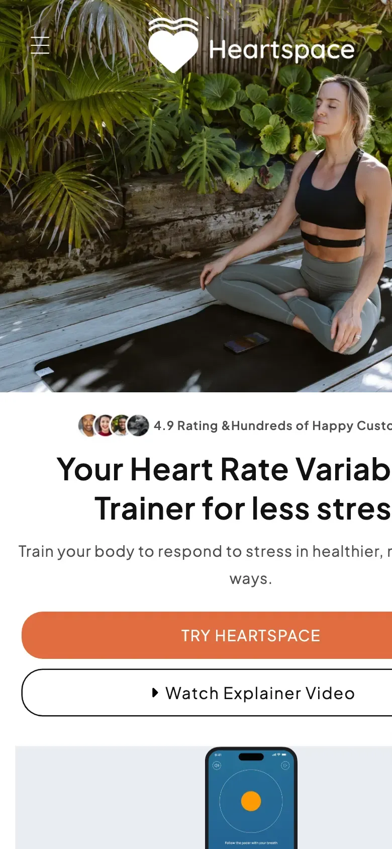 Heartspace — the storefront on a phone